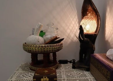 Elegant Thai decor at Home Service - Thai House Beauty and Spa, AE, showcasing serene ambiance.