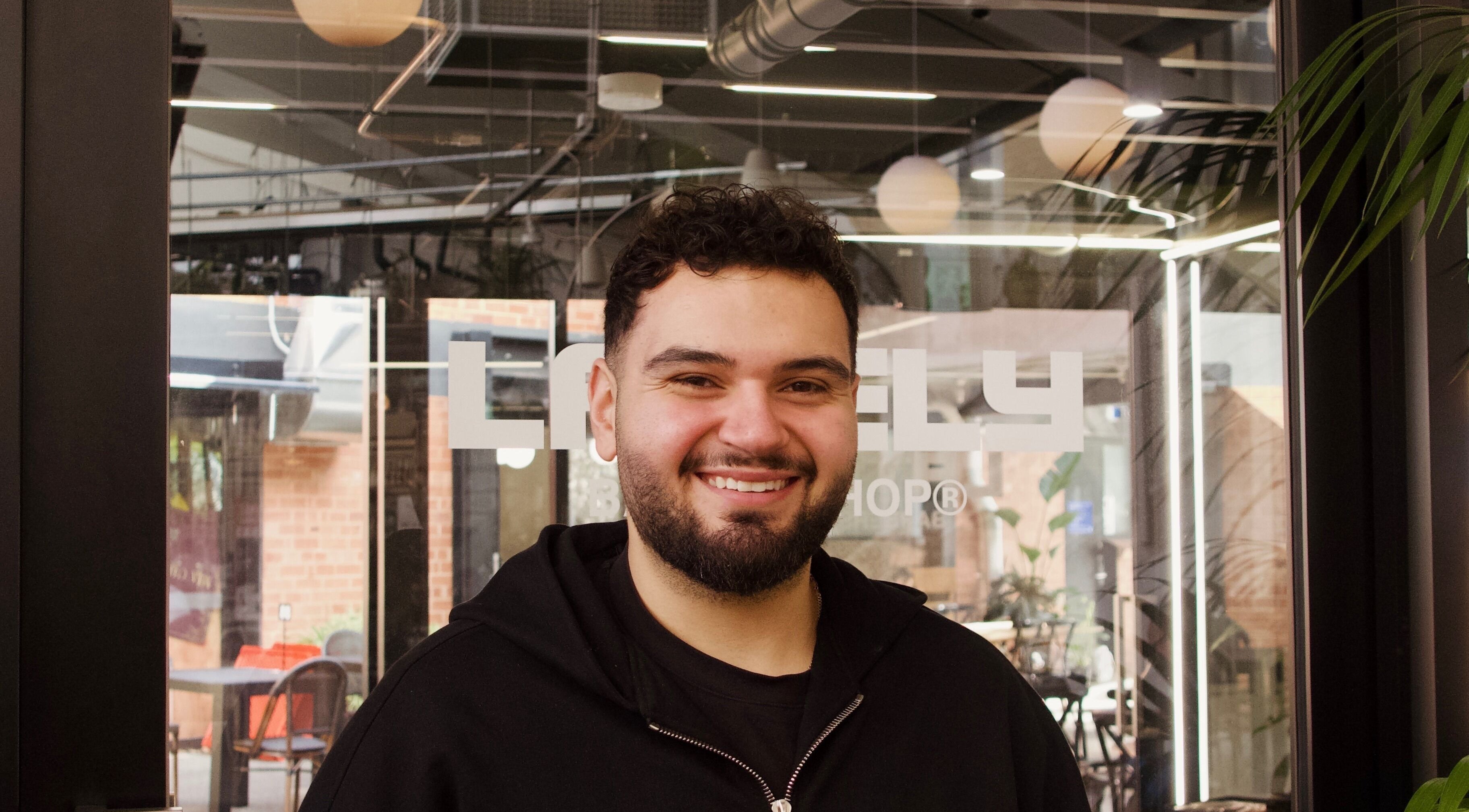 Friendly person at Frank - Lately entrance in Bowden, South Australia, AU.