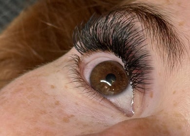 Detailed eyelash extension close-up at The Lash Studio (Aberdeen), Aberdeen, Scotland, GB.