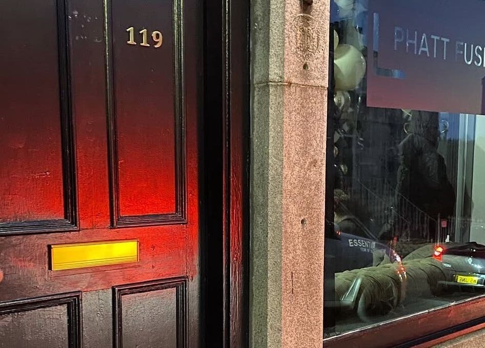 Entrance to The Lash Studio (Aberdeen) @ PHATT FUSION in Aberdeen, Scotland, GB with visible signage.