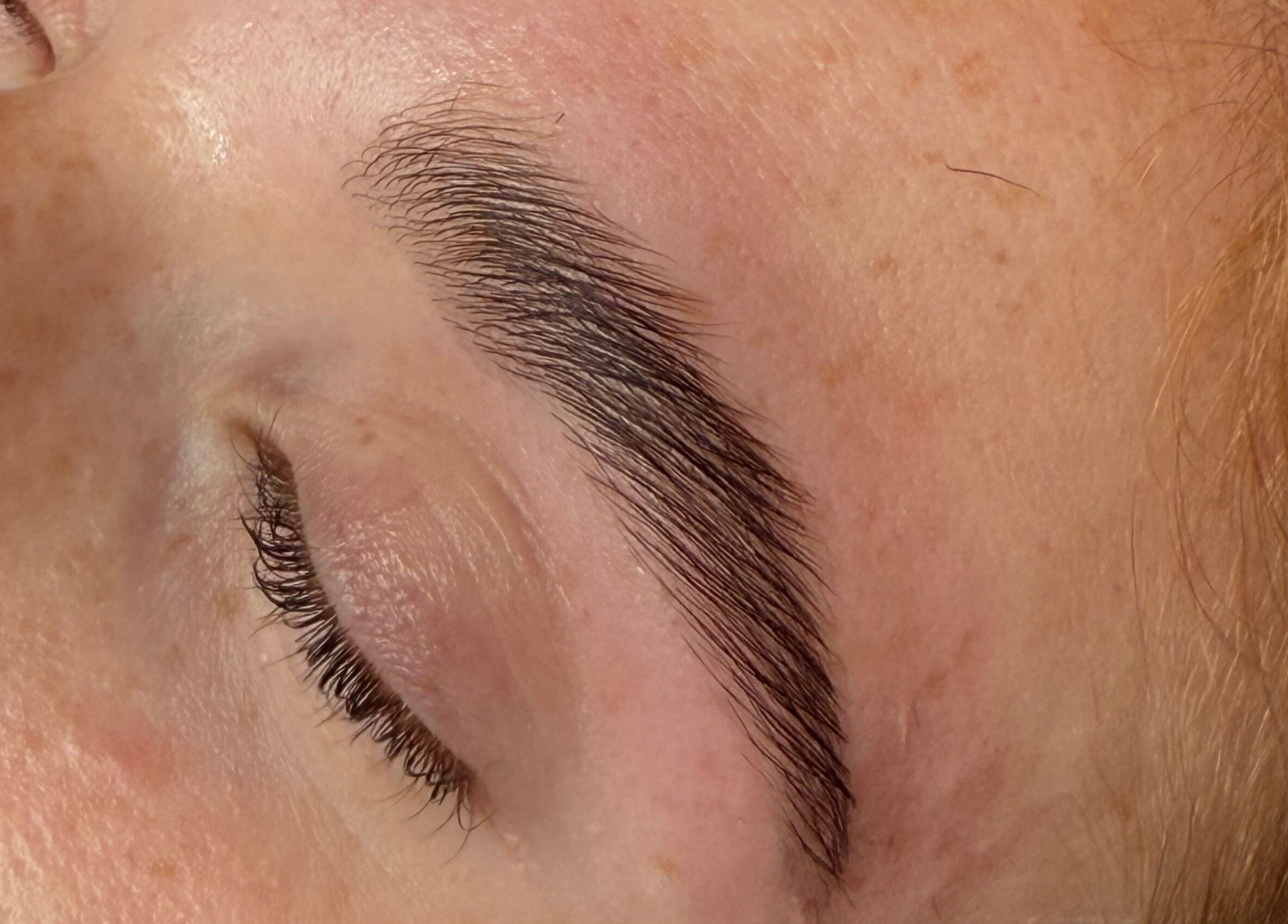 Close-up of perfectly groomed eyebrow at The Lash Studio (Aberdeen) @ PHATT FUSION in Aberdeen, Scotland, GB.