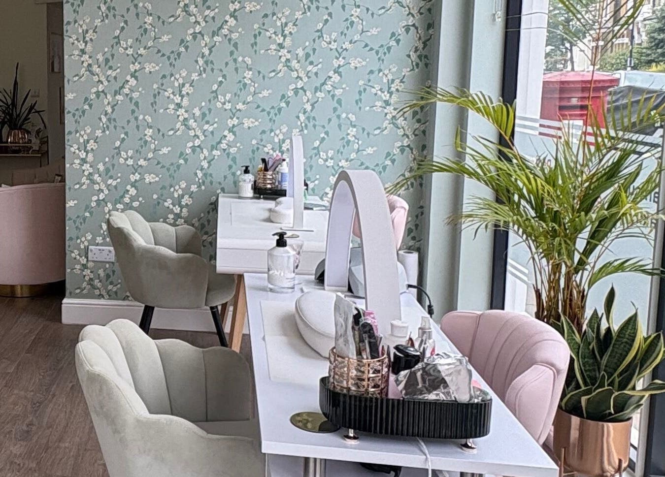 Elegant interior of Ethereal Aesthetics in London, England, GB, featuring chic decor and comfortable seating.