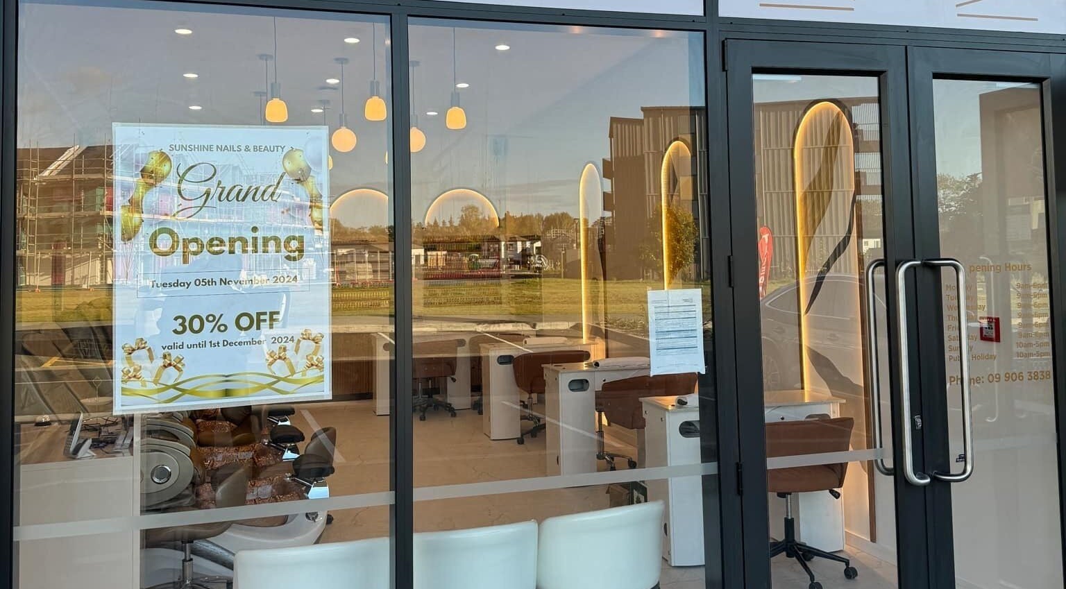 Sunshine Nails & Beauty in Auckland, Auckland, NZ showcases its stylish interior for grand opening.