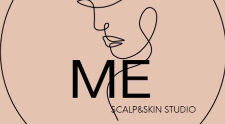 Me Scalp & Skin Studio's elegant line art logo, Egham, England, GB.