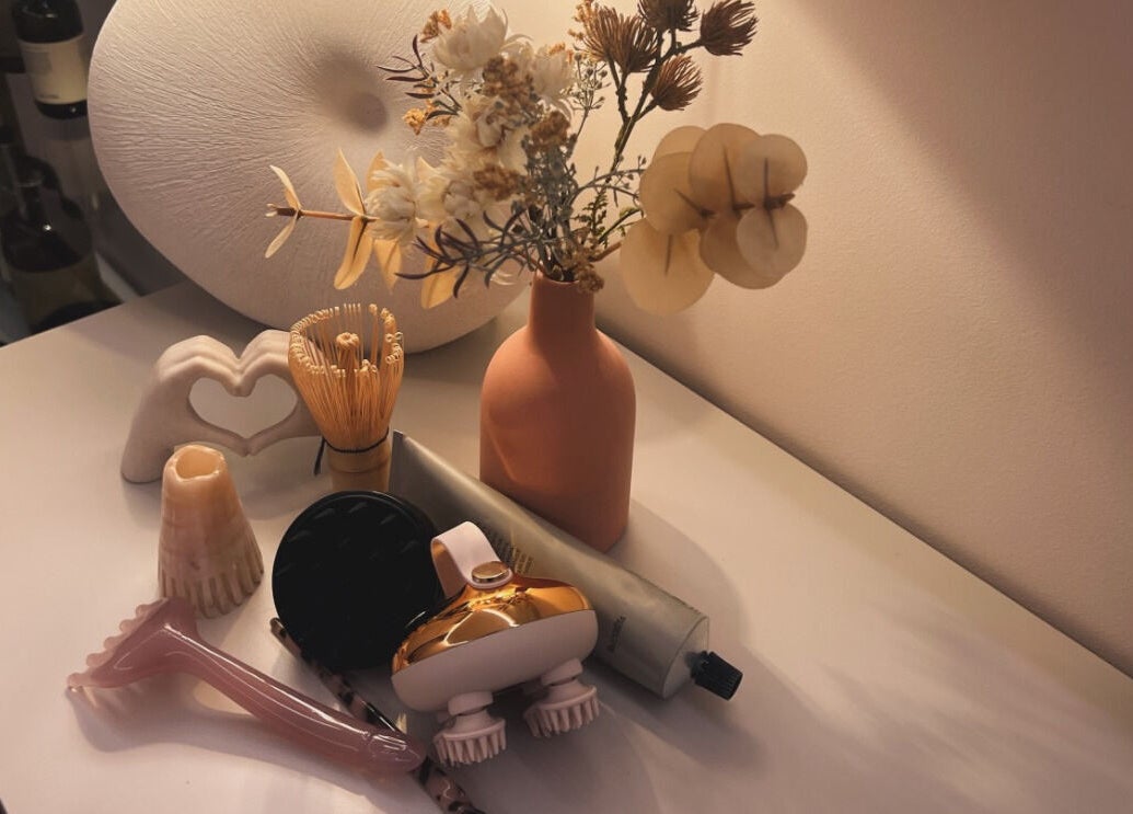 Elegant decor and beauty tools at Me Scalp & Skin Studio in Egham, England, GB.