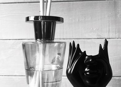Sleek diffuser and mask sculpture at Elyssian - Skincare & Beauty, Southport, England, GB.
