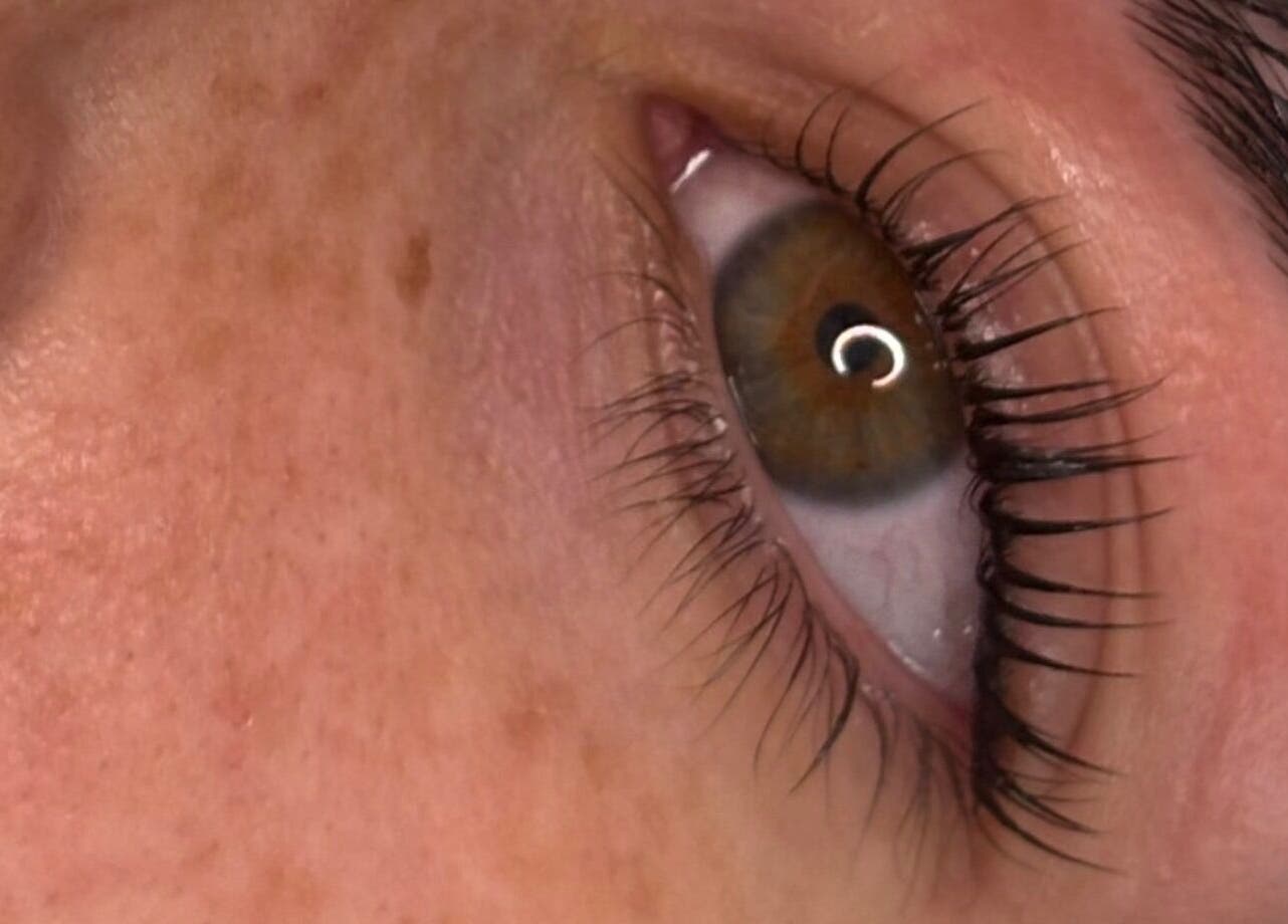 Close-up of beautifully enhanced lashes at Brow Bliss, Mandurah, Western Australia, AU.