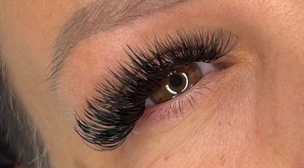 Close-up of elegant eyelash extensions at Daniella Marie Beauty & Aesthetics, Derby, England, GB.