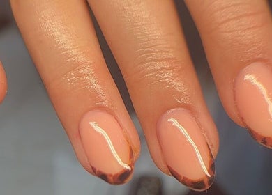 Stylish nail art with natural tones at Empire Beauty, Liverpool, England, GB.