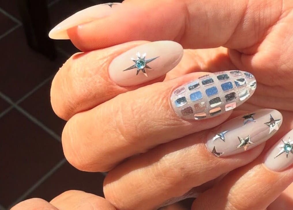 Elegant starry nail art at Miss Betty Rose, Forest Lodge, New South Wales, AU.