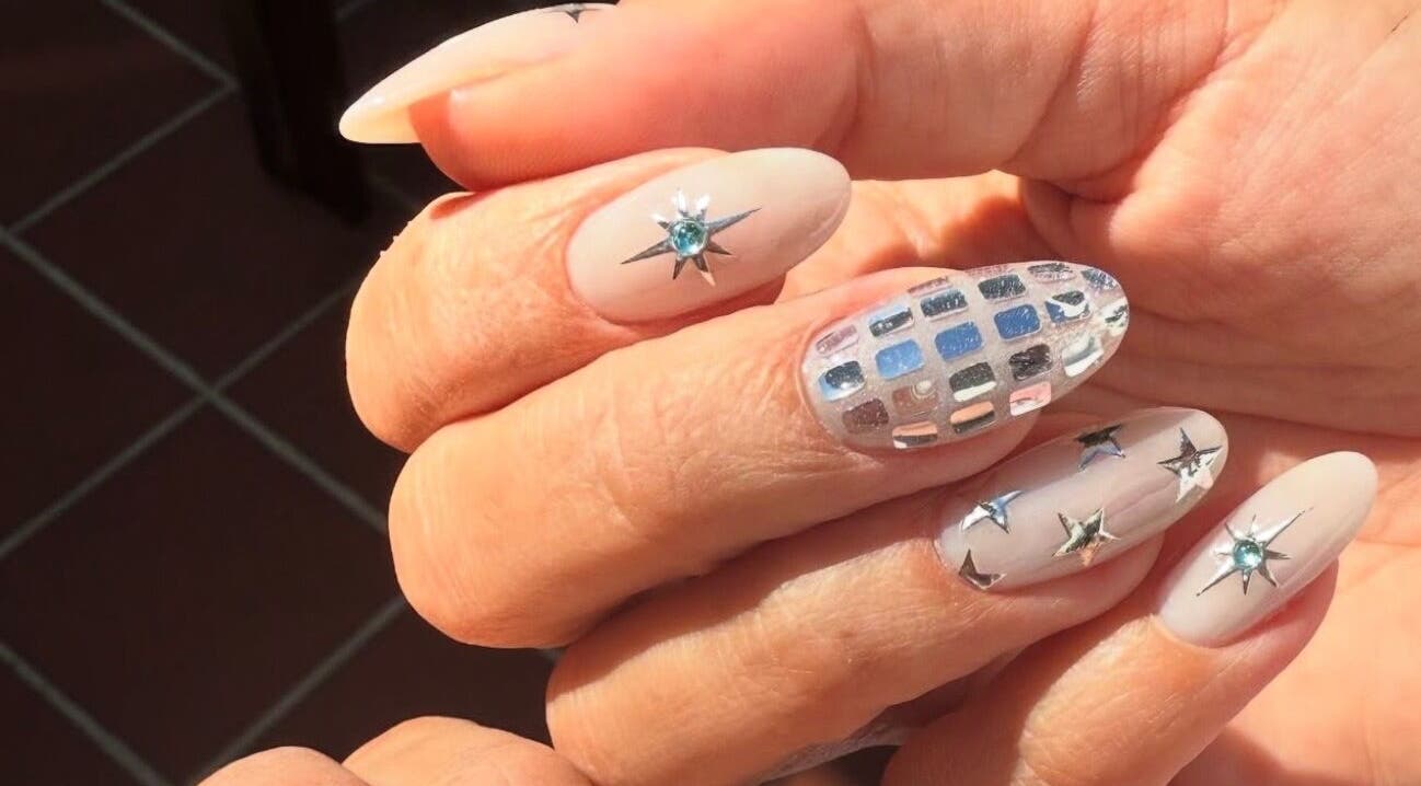 Elegant starry nail art at Miss Betty Rose, Forest Lodge, New South Wales, AU.