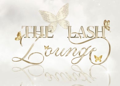 Elegant 'THE LASH LOUNGE' logo with butterflies, Abersychan, Wales, GB.