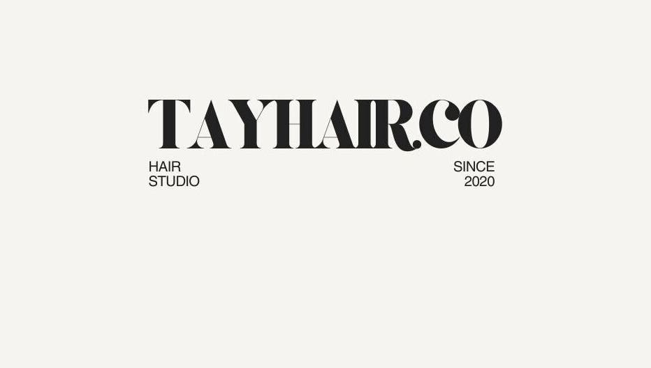tayhair.co logo depicting a stylish hair studio in Fort Saskatchewan, Alberta, CA, established since 2020.