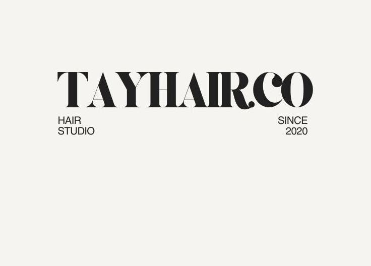 tayhair.co logo depicting a stylish hair studio in Fort Saskatchewan, Alberta, CA, established since 2020.