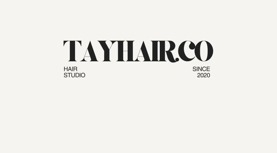 tayhair.co logo depicting a stylish hair studio in Fort Saskatchewan, Alberta, CA, established since 2020.