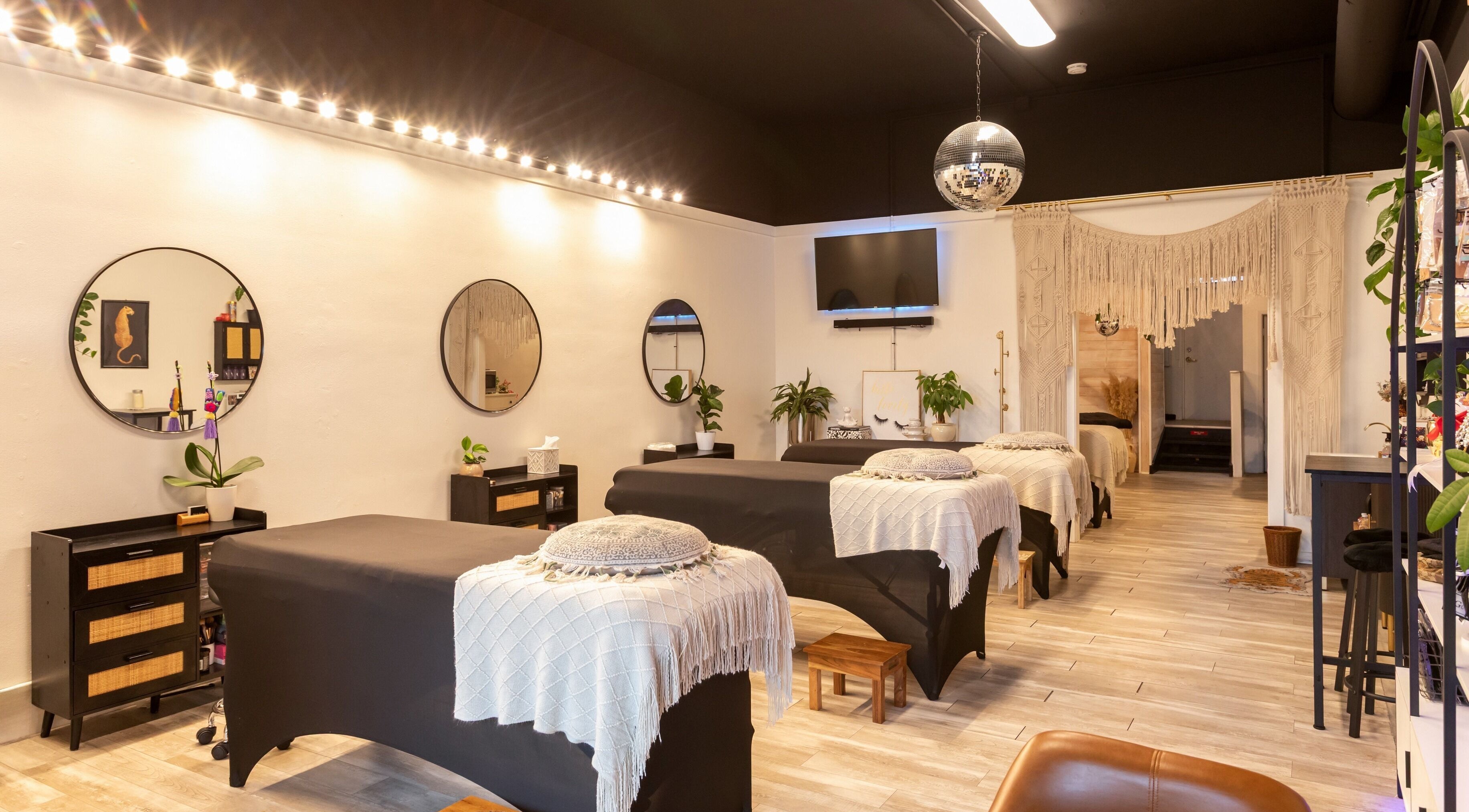 Elegant lash treatment room at Bad and Boujee Beauty Bar in Renton, Washington, US, featuring plush decor.