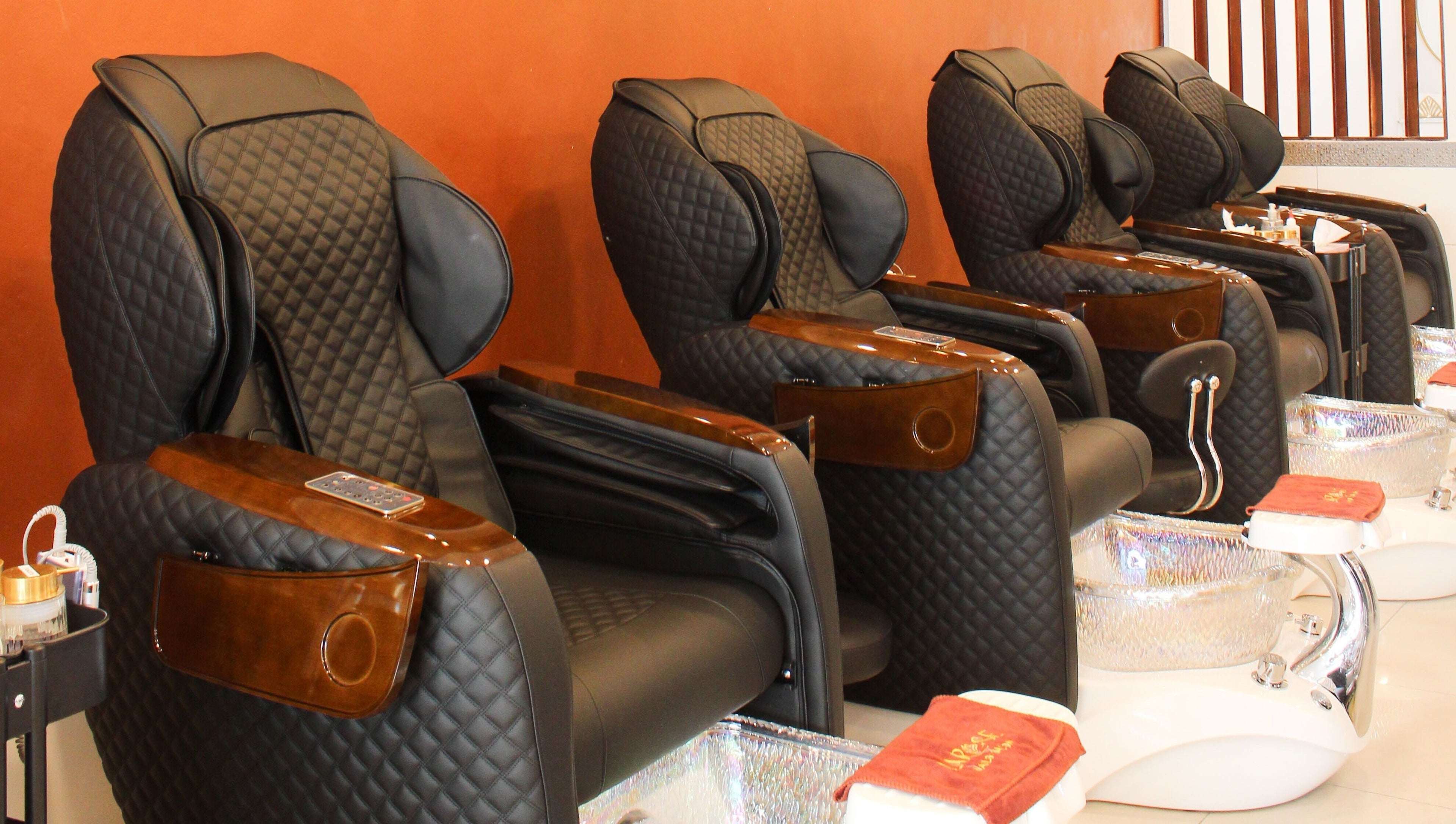 Elegant nail spa chairs at Larose Nails Enmore, offering relaxation in Enmore, New South Wales, AU.