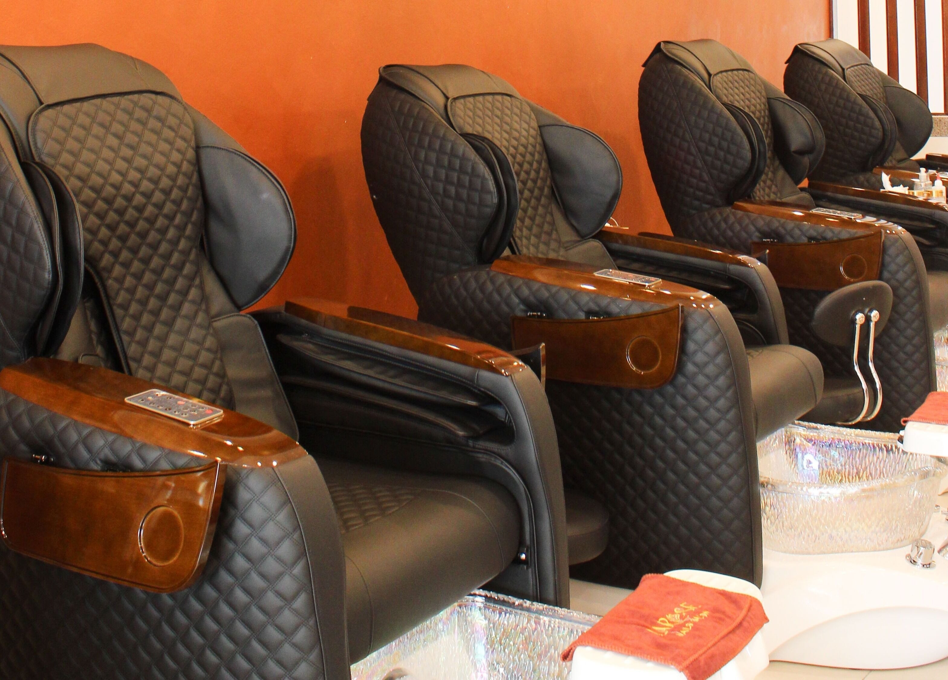 Elegant nail spa chairs at Larose Nails Enmore, offering relaxation in Enmore, New South Wales, AU.