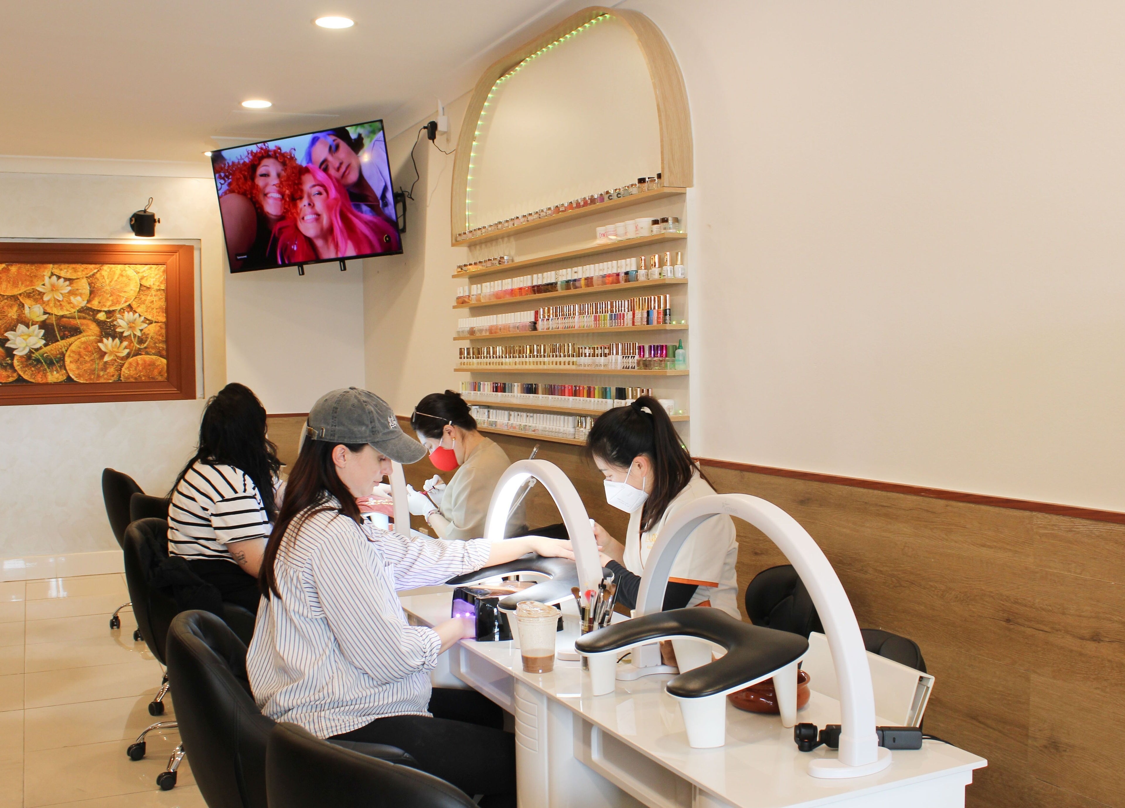 Guests enjoying manicures at Larose Nails Enmore, Enmore, New South Wales, AU with a serene ambiance.