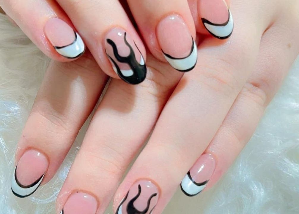 Stylish flame nail art at Nail Corner Studio, Lower Hutt, Wellington, NZ.