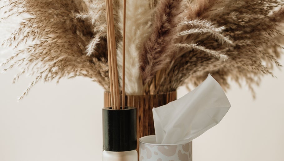 Lavish Skincare decor photo with pampas grass at Somerset West, Western Cape, ZA.