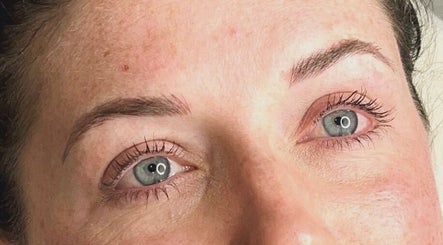 Close-up of groomed eyebrows and lashes at Schofield Beauty Co, Freshwater, New South Wales, AU.