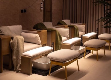 Luxurious pedicure stations at Senses Spa (Home service), Riyadh, Riyadh Province, SA. Comfort meets elegance.