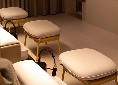 Relaxing pedicure area at Senses Spa (Home service) in Riyadh, Riyadh Province, SA with cozy seating.