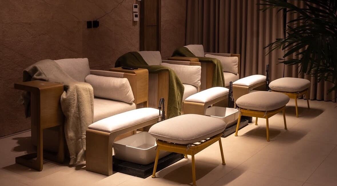 Elegant pedicure chairs at Senses Spa in Riyadh, Riyadh Province, SA, creating a relaxing ambiance.