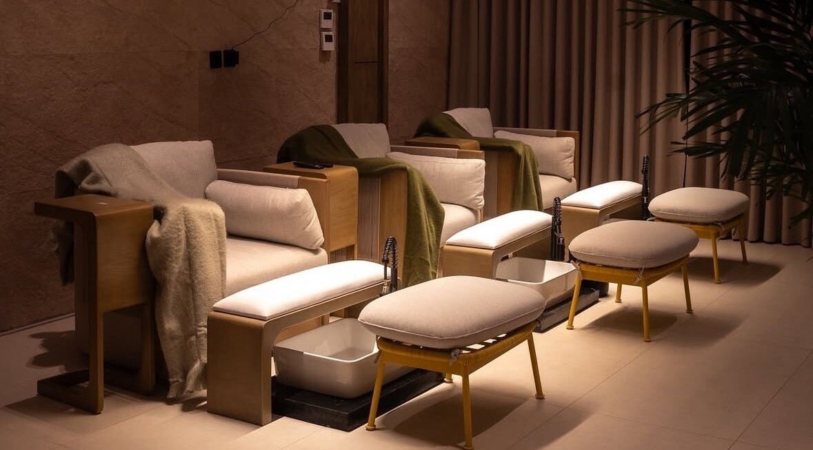 Elegant pedicure chairs at Senses Spa in Riyadh, Riyadh Province, SA, creating a relaxing ambiance.