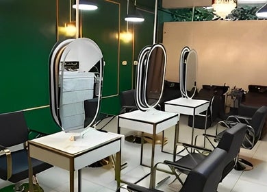 Modern styling stations at Efyza Salon, Sungai Petani, Kedah, MY with chic decor.