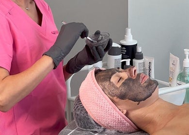 Professional facial treatment in progress at Miami Facial Art, Hallandale Beach, Florida, US.