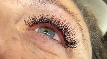 Close-up of eye with extensions at EMC Beauty And Lashes, Poyntzpass, Northern Ireland, GB.