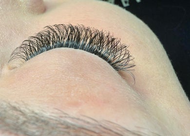 Close-up of expertly applied lashes at EMC Beauty And Lashes, Poyntzpass, Northern Ireland, GB.