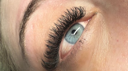 Close-up of eyelash extensions at EMC Beauty And Lashes in Poyntzpass, Northern Ireland, GB.