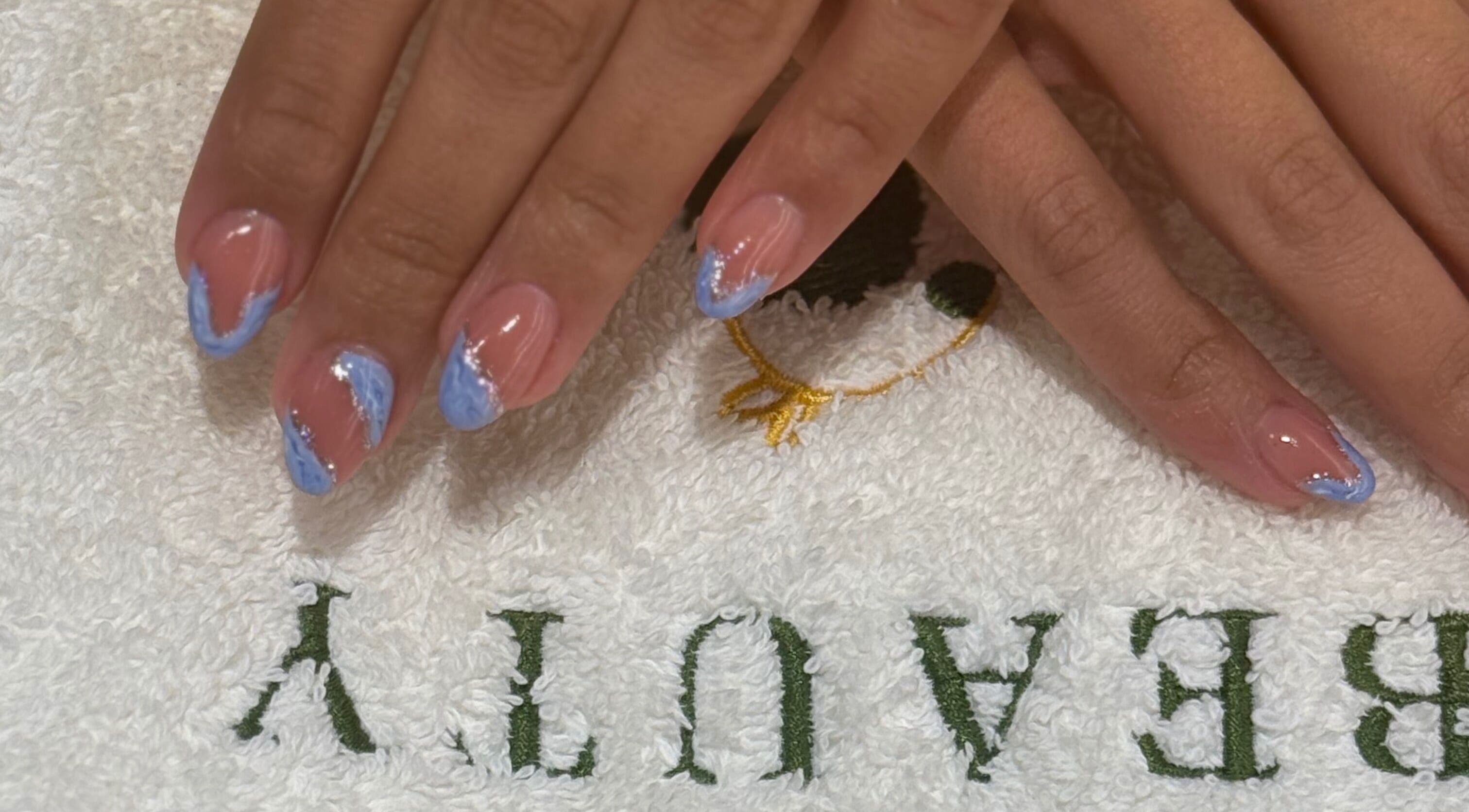 Stylish blue nail art offered at Salon & Yello Spa in Riyadh, Riyadh Province, SA.
