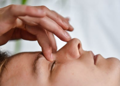 Close-up of a facial massage at Reflexology & Holistic Health by Wendy, Aberdeen, Scotland, GB.