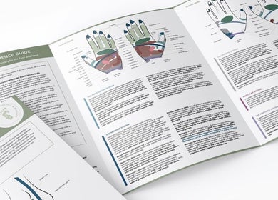 Reflexology hand chart guide at Reflexology & Holistic Health by Wendy, Aberdeen, Scotland, GB.