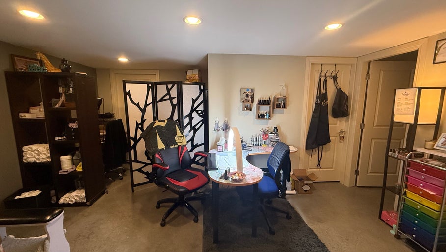 Cozy interior of Enchanted Nails with sleek decor in Kelowna, British Columbia, CA designed for ultimate comfort.