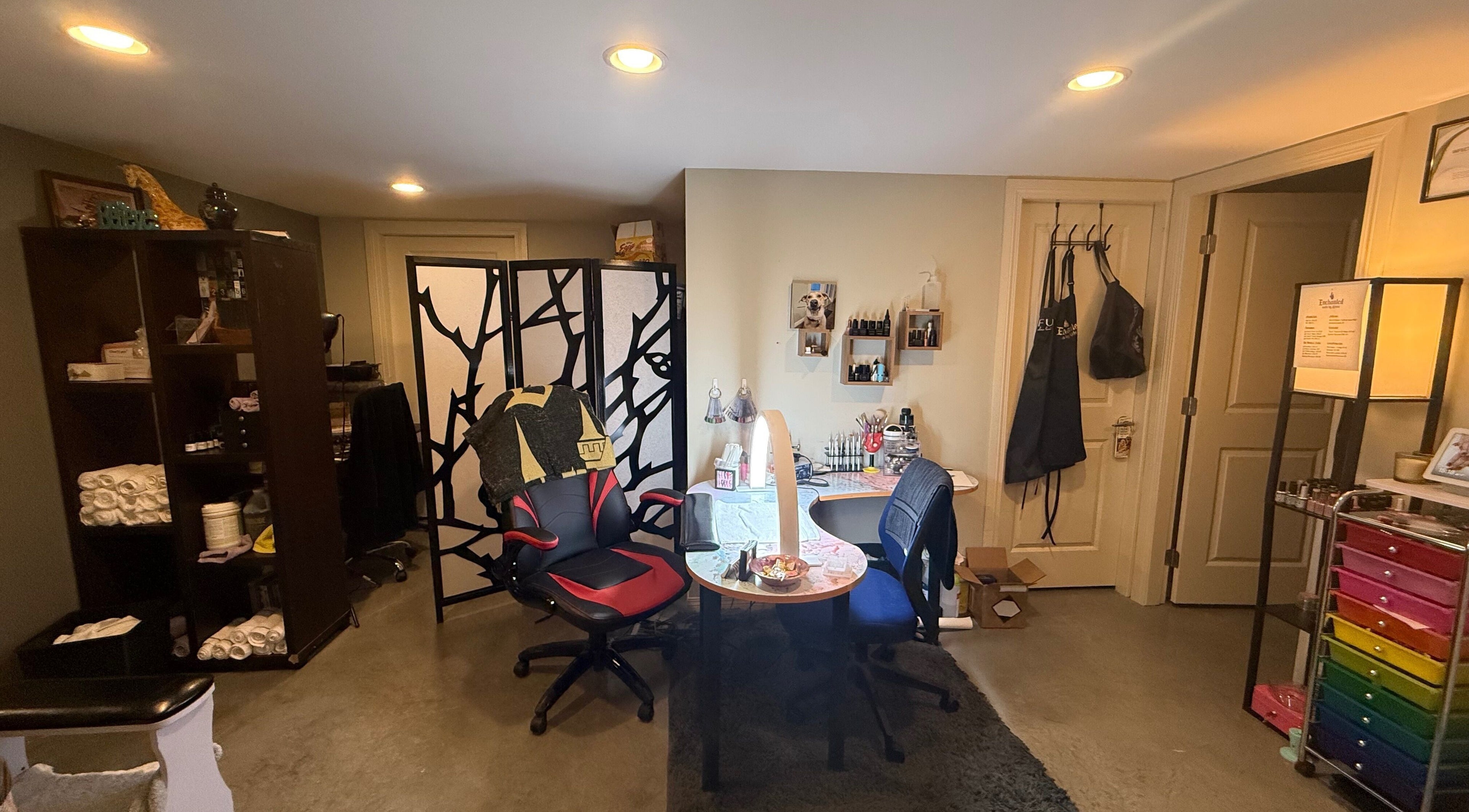 Cozy interior of Enchanted Nails with sleek decor in Kelowna, British Columbia, CA designed for ultimate comfort.