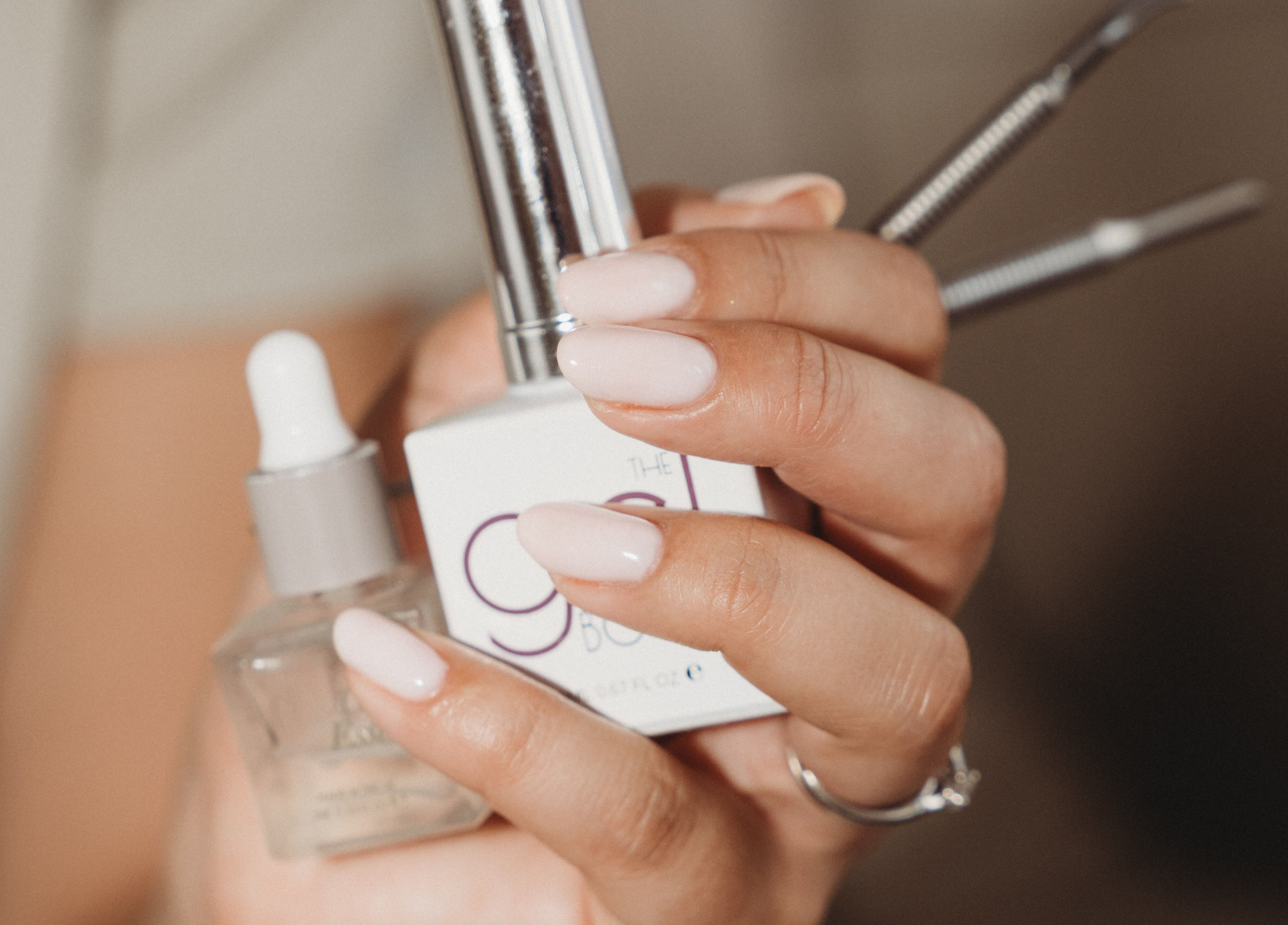 Manicure tools and nail polish at Cure The Nail Studio, Oswestry, England, GB.