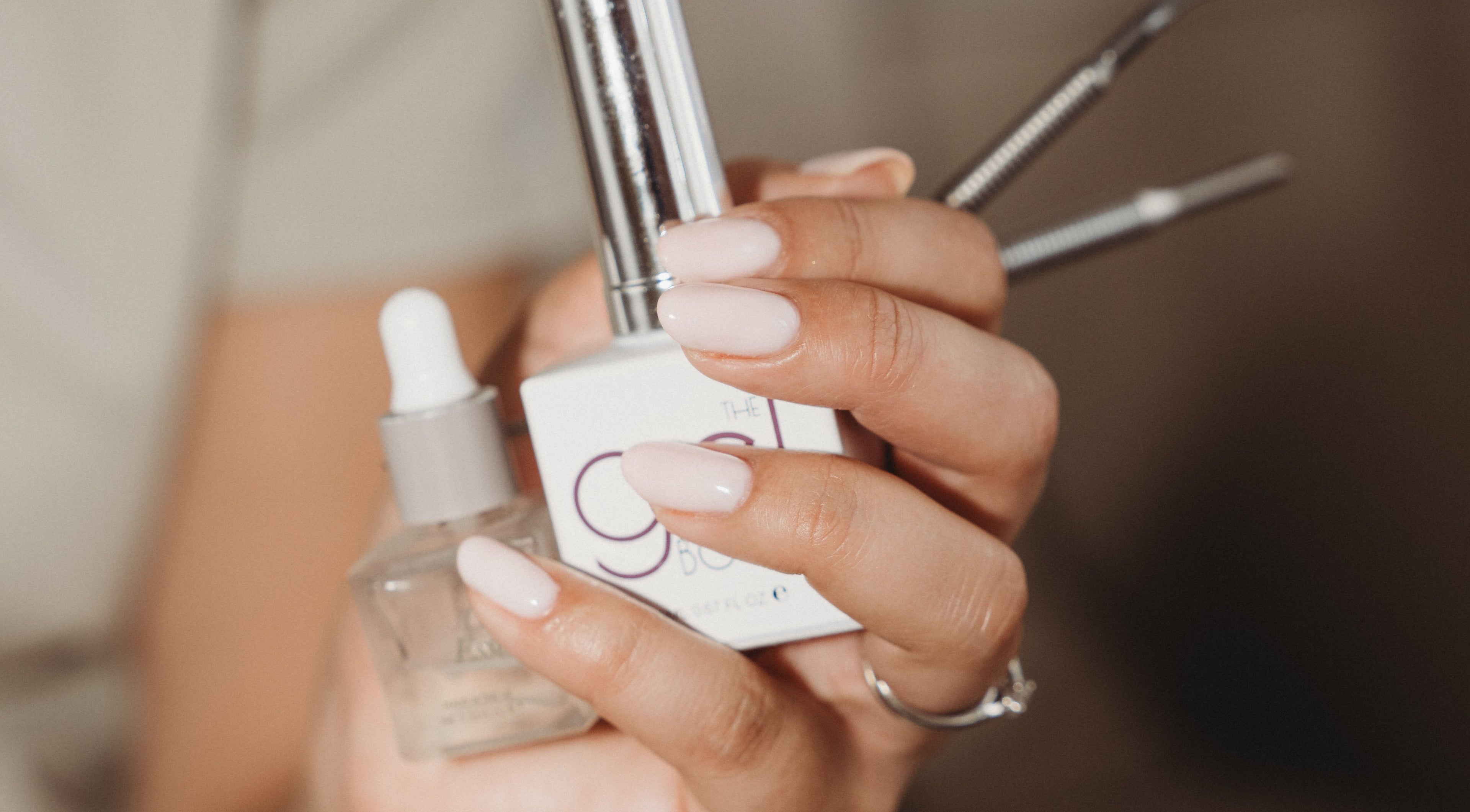 Manicure tools and nail polish at Cure The Nail Studio, Oswestry, England, GB.