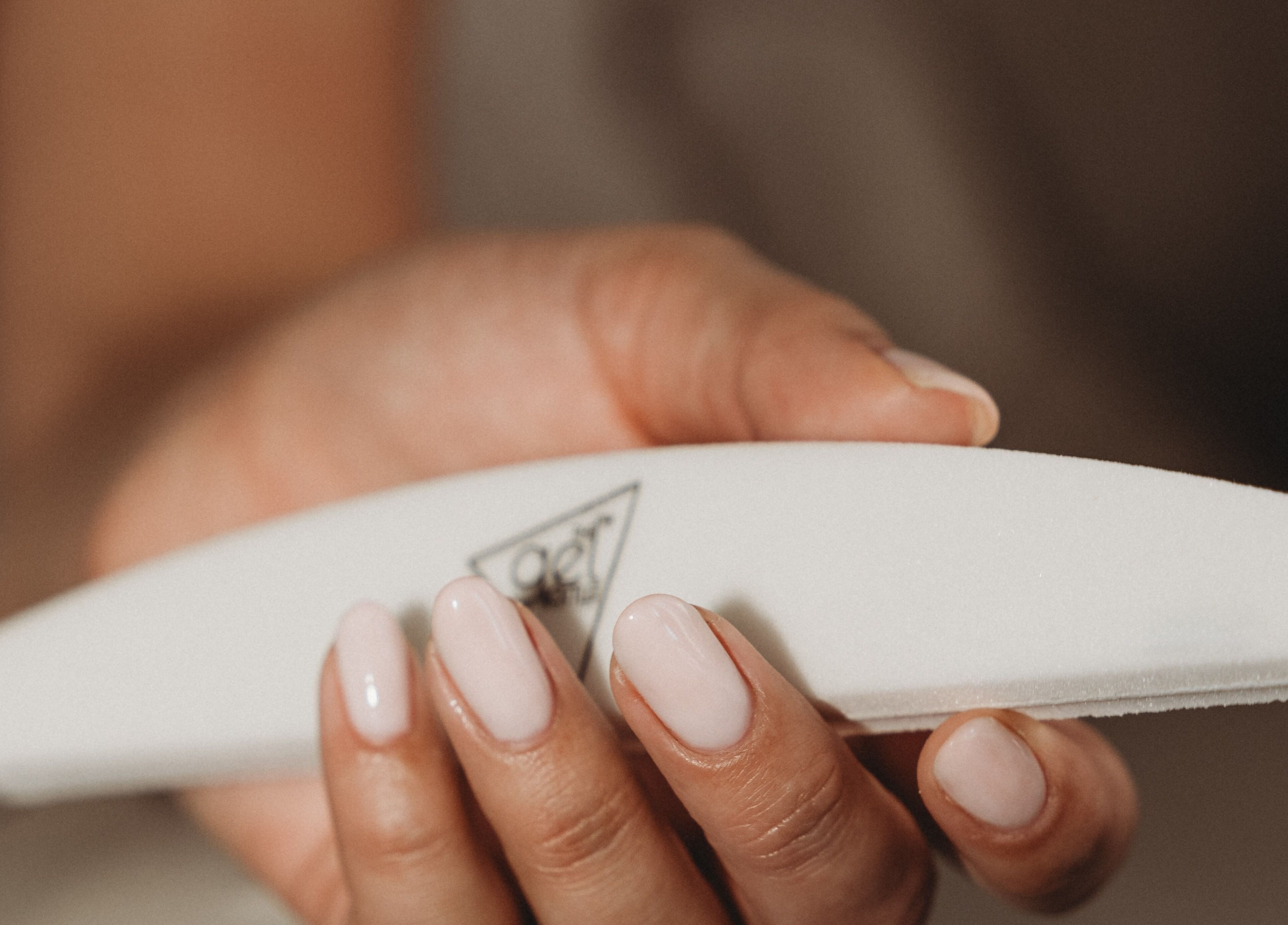 Close-up of manicured nails filing at Cure The Nail Studio, Oswestry, England, GB.