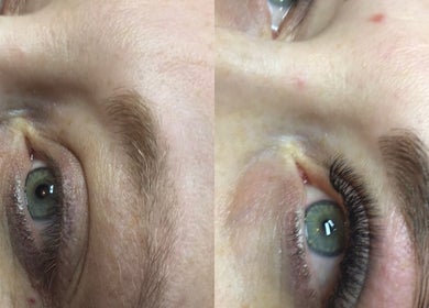 Eyelash enhancement at SILCRESS, Old Windsor, England, GB. Before and after image showcasing lash improvements.
