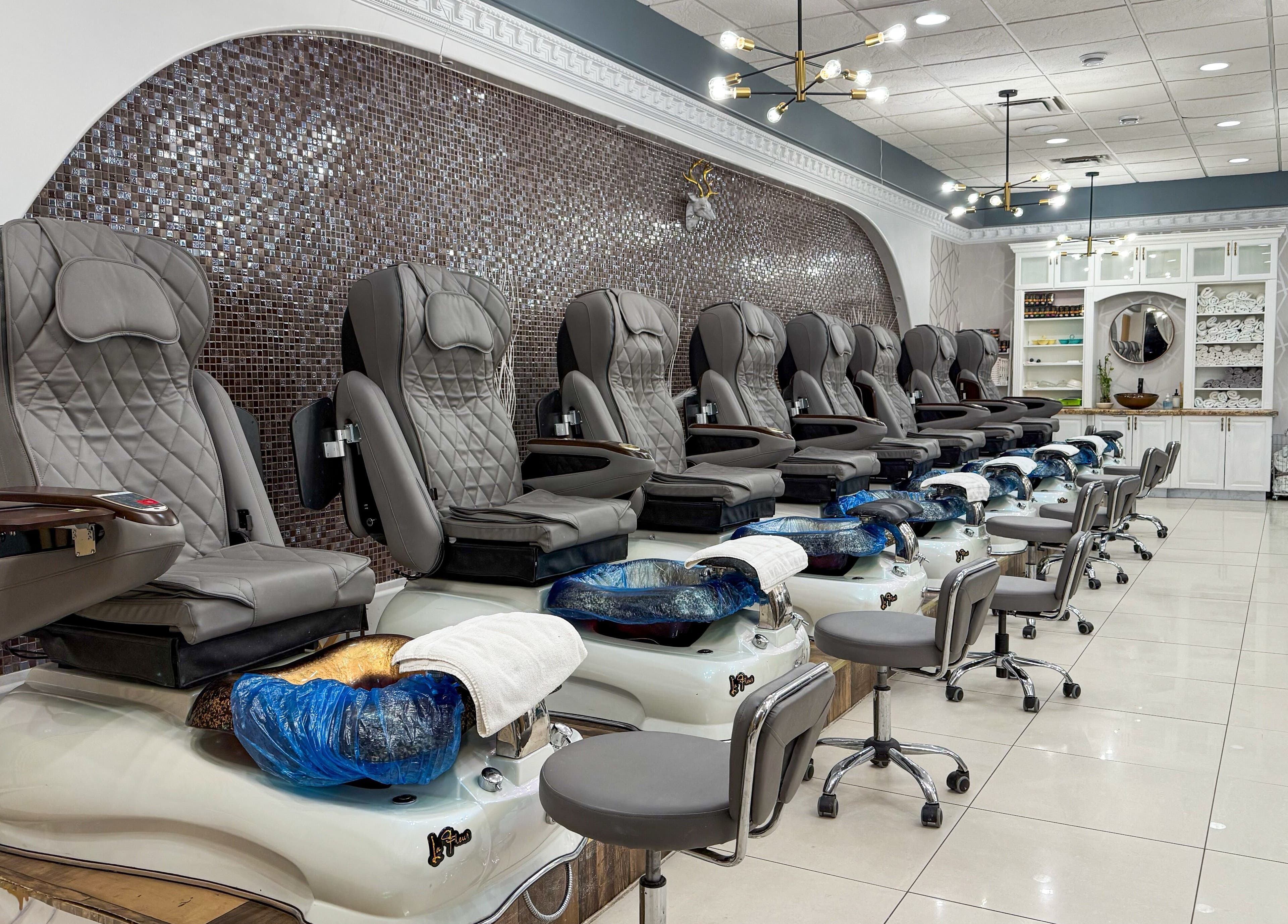 Luxury pedicure stations at Hi-Tech Nails & Spa, St. Albert, Alberta, CA, offer ultimate relaxation.