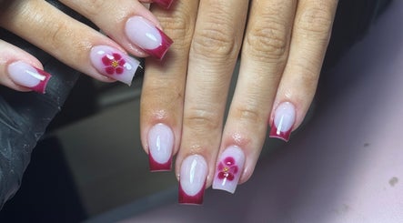 Beautiful red floral nail art from The Nail Lounge, Barnsley, England, GB.