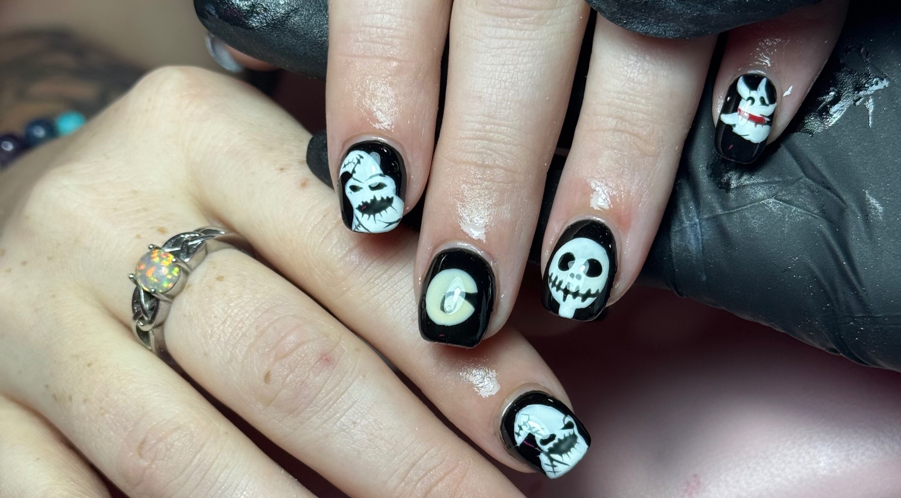 Spooky nail art at The Nail Lounge, Barnsley, England, GB enhances your Halloween style.