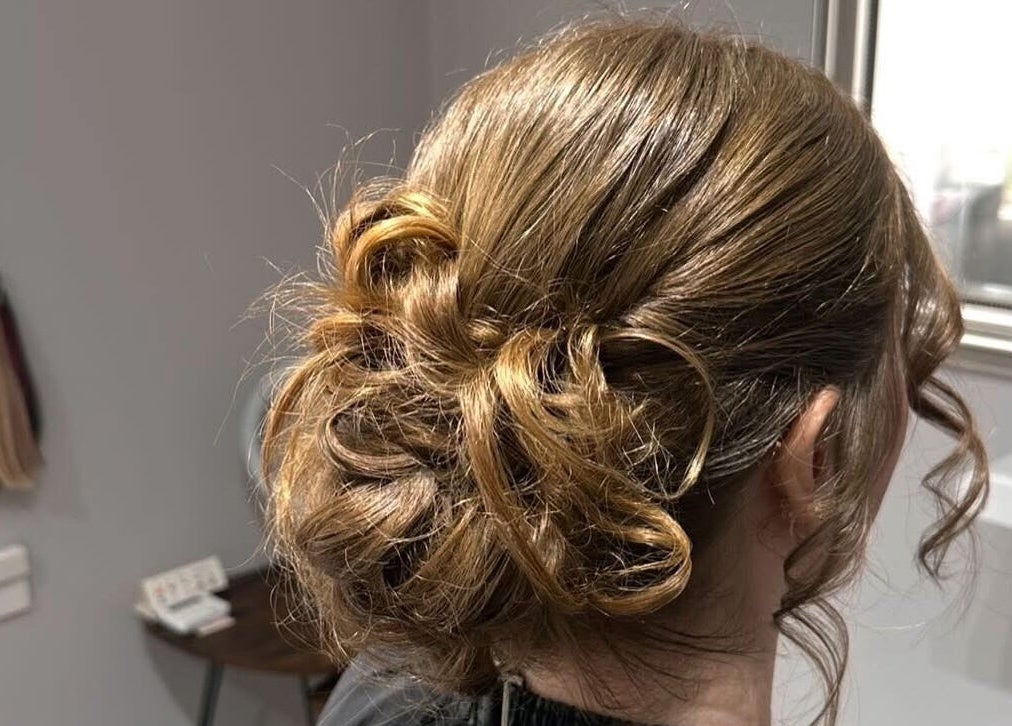 Elegant updo hairstyle at Weronika Studio, Elgin, Scotland, GB.