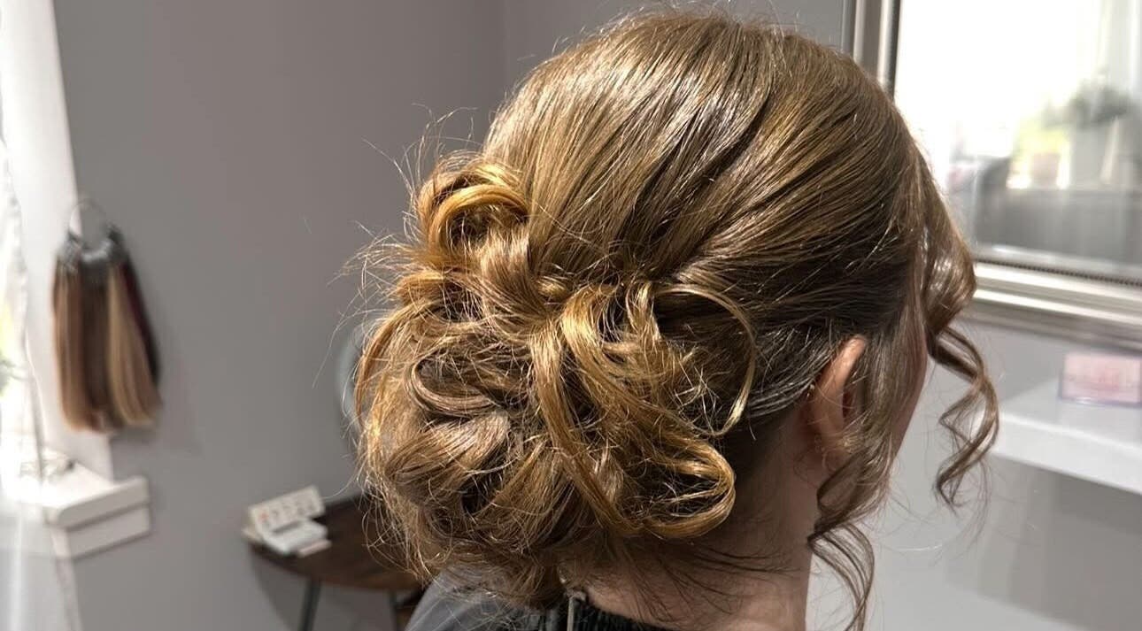 Elegant updo hairstyle at Weronika Studio, Elgin, Scotland, GB.