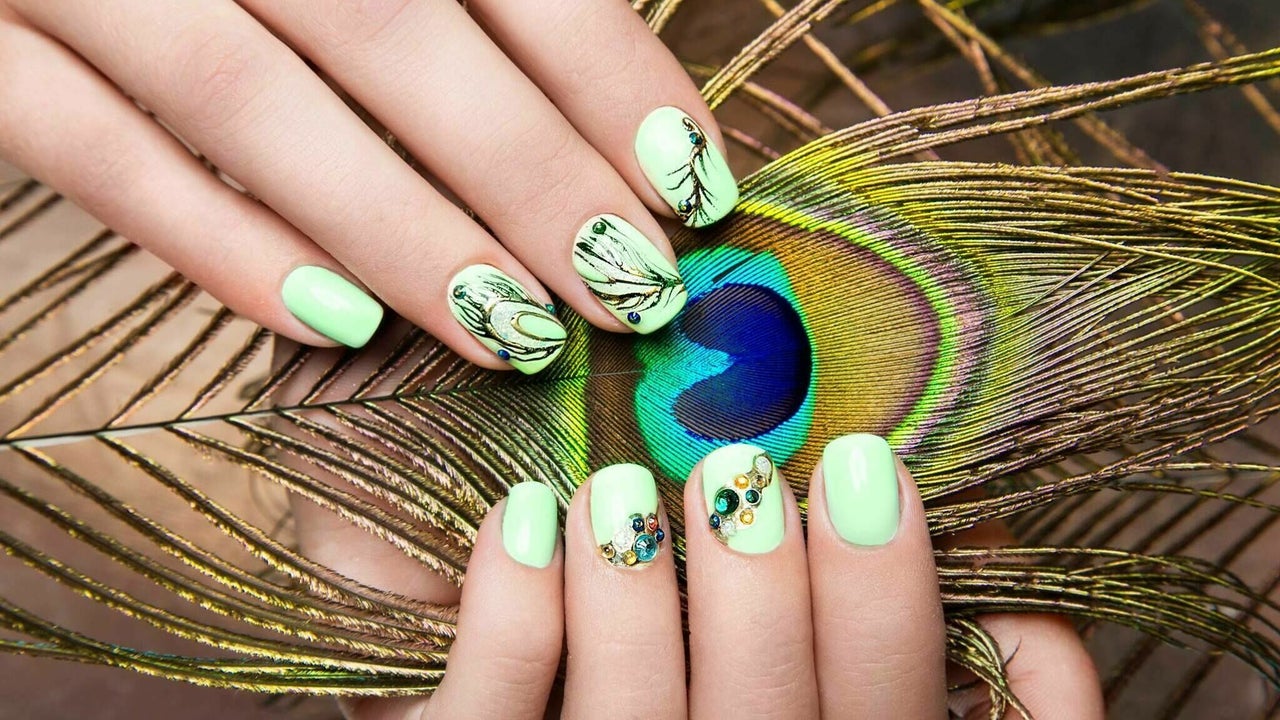 Buy Peacock Feather Nail Art Decal Sticker Online in India - Etsy